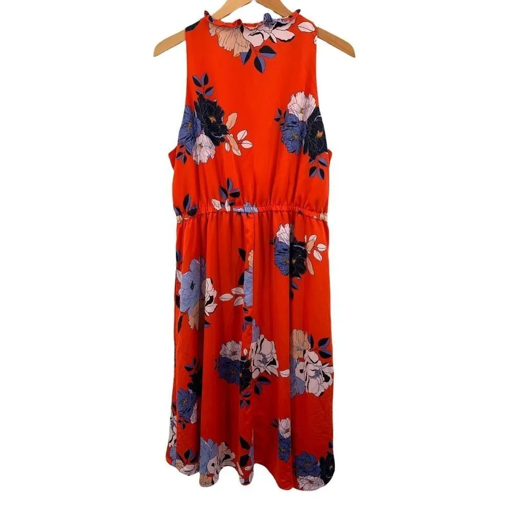 Rachel Roy CONCHETTA Red Floral Crepe High Low Ruffled Dress Size 1X - Picture 7 of 7